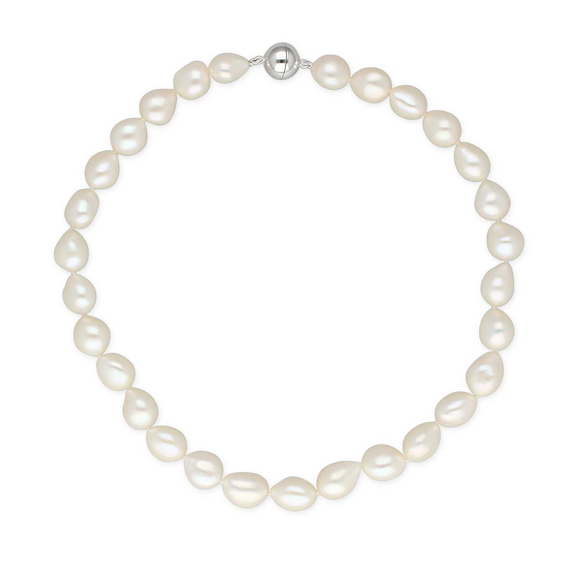 baroque white Freshwater Pearl Necklace with silver Catch at ethical B Corp jeweller E.C.One London