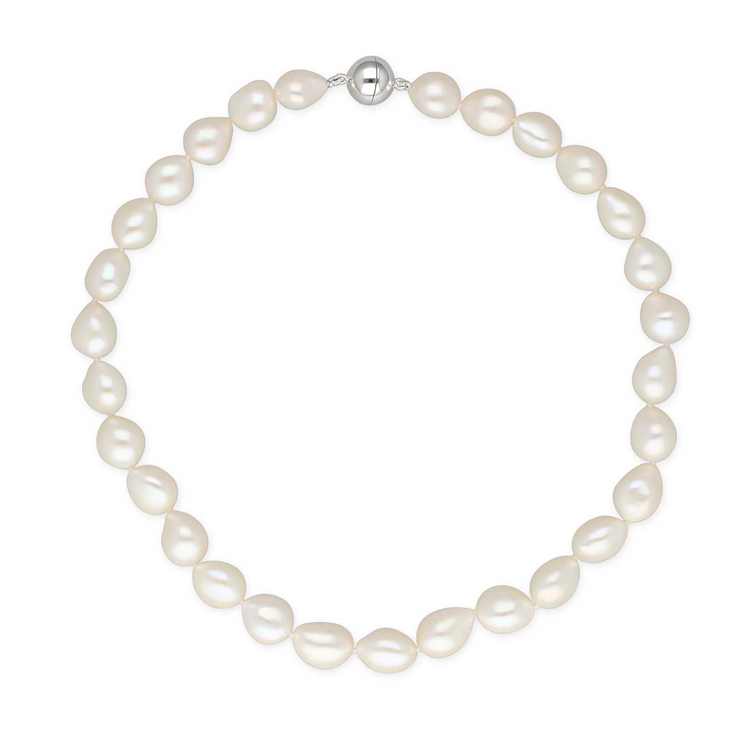 baroque white Freshwater Pearl Necklace with silver Catch at ethical B Corp jeweller E.C.One London
