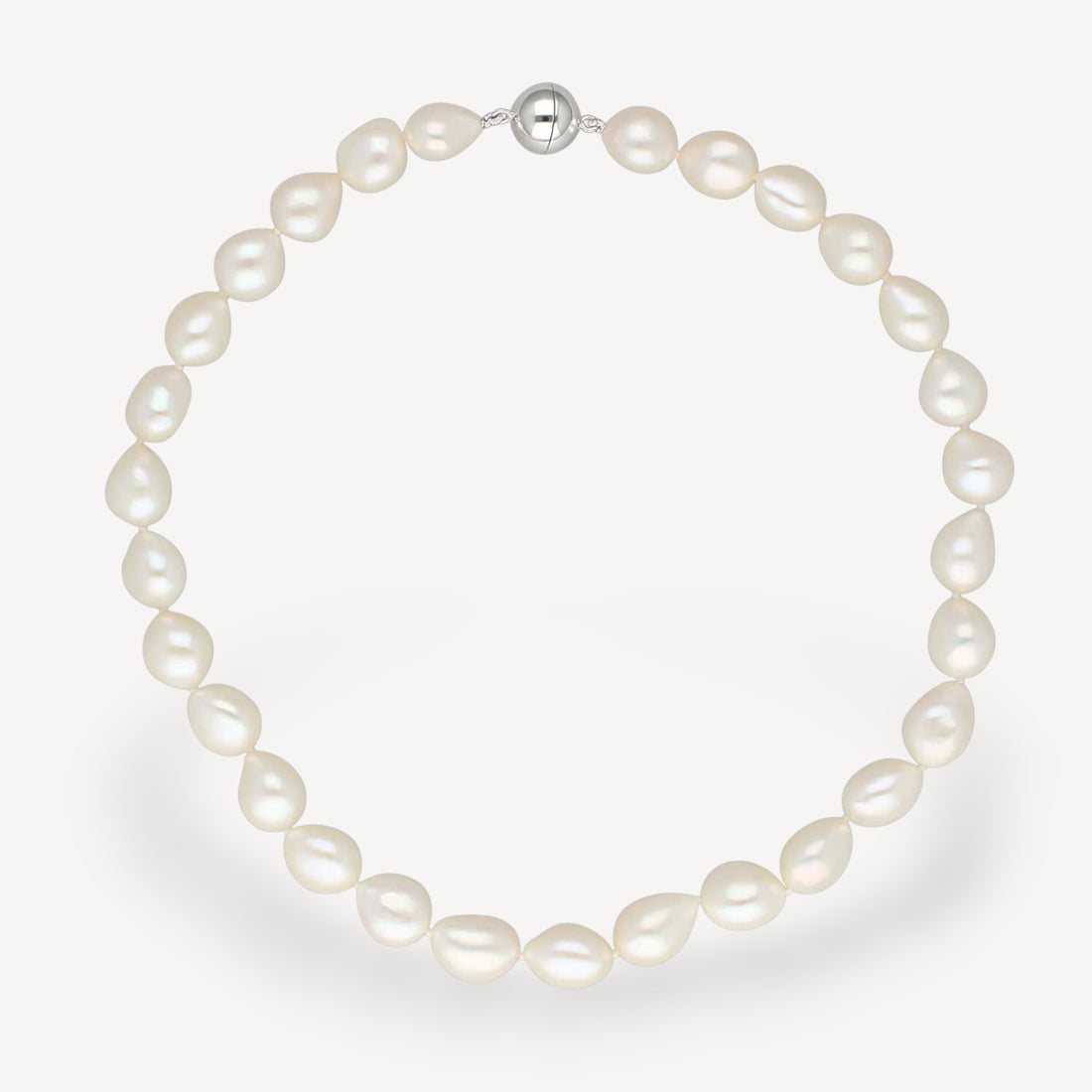 baroque white Freshwater Pearl Necklace with silver Catch at ethical B Corp jeweller E.C.One London