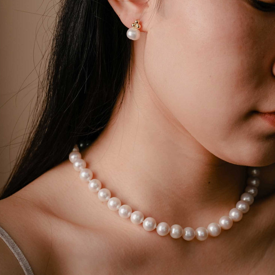 EC One White Round River Pearl Necklace