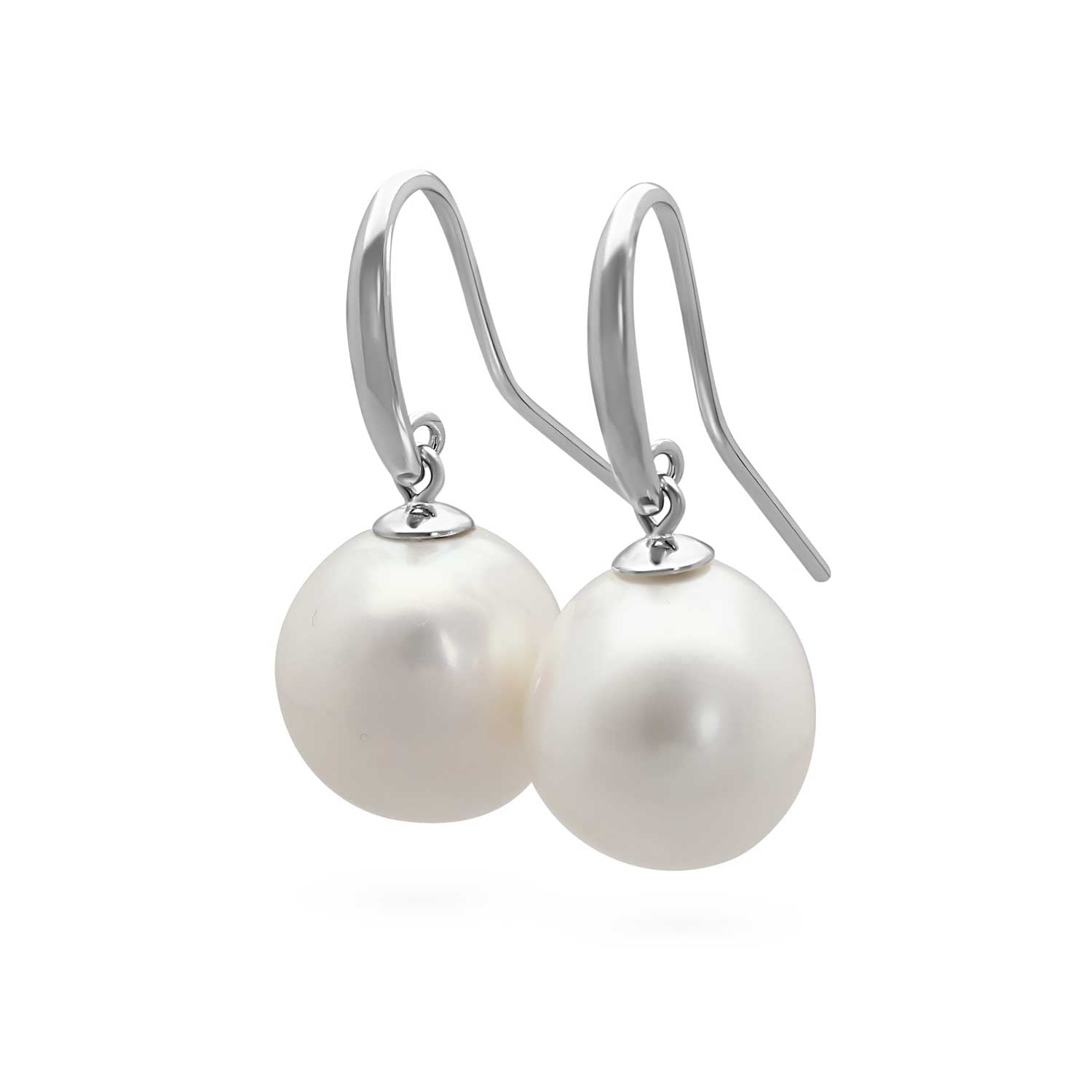 White Pearl Silver Hook Earrings at ethical jeweller E.C.one London