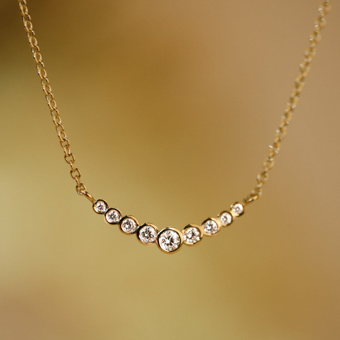 DAINTY Yellow Gold Diamond Bar Necklace