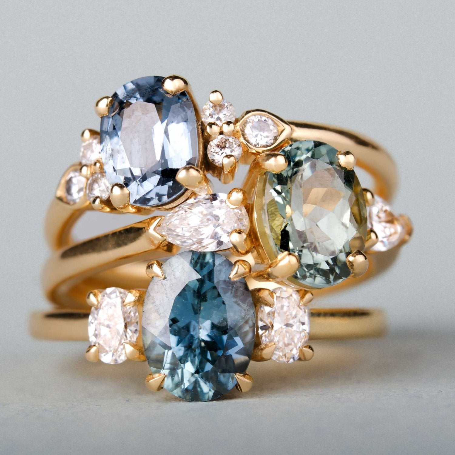 E.C.One ethical engagement ring PHOEBE Oval Teal Sapphire made in our B Corp certified London workshop