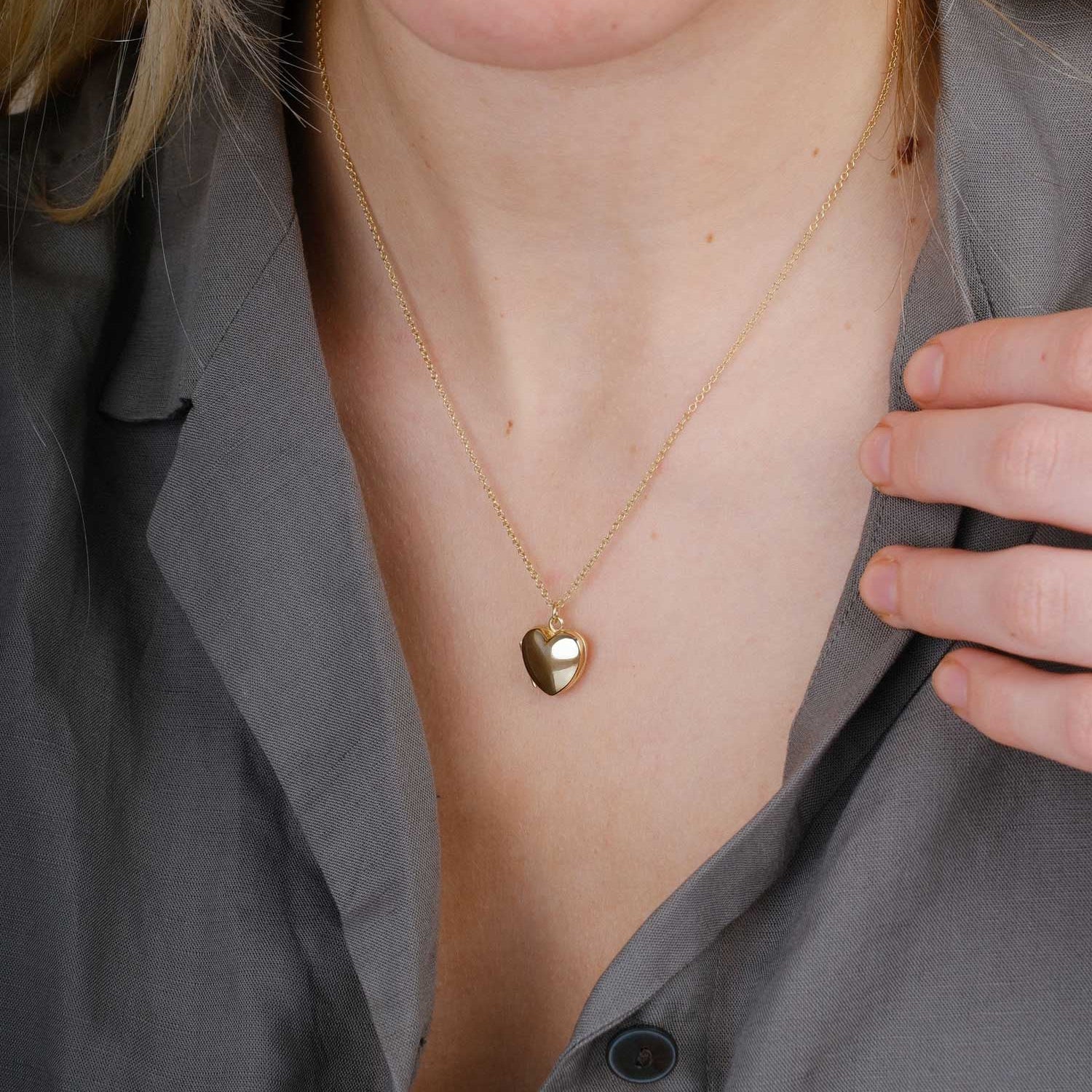EC One Small Heart recycled Gold Locket Necklace
