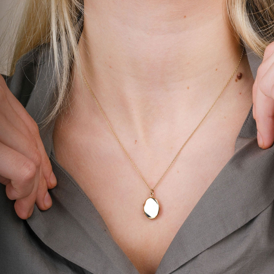 EC One recycled Small Oval Gold Locket Necklace