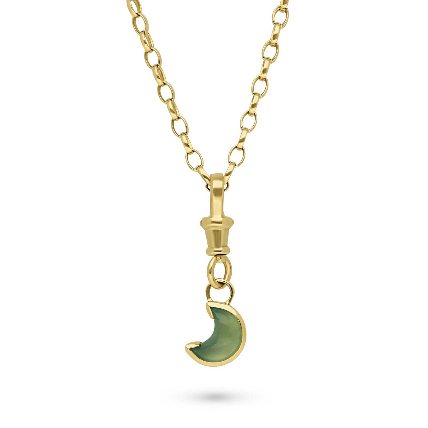BLUE MOON Gold Charm Necklace Blue Chalcedony by Ellie Air at ethical jeweller E.C.One London