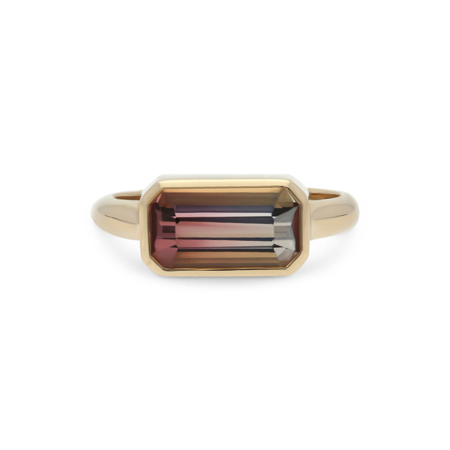 Ellie Air ASTEROID Ring with Watermelon Tourmaline Ring Yellow Gold at ethical jewellers EC One London