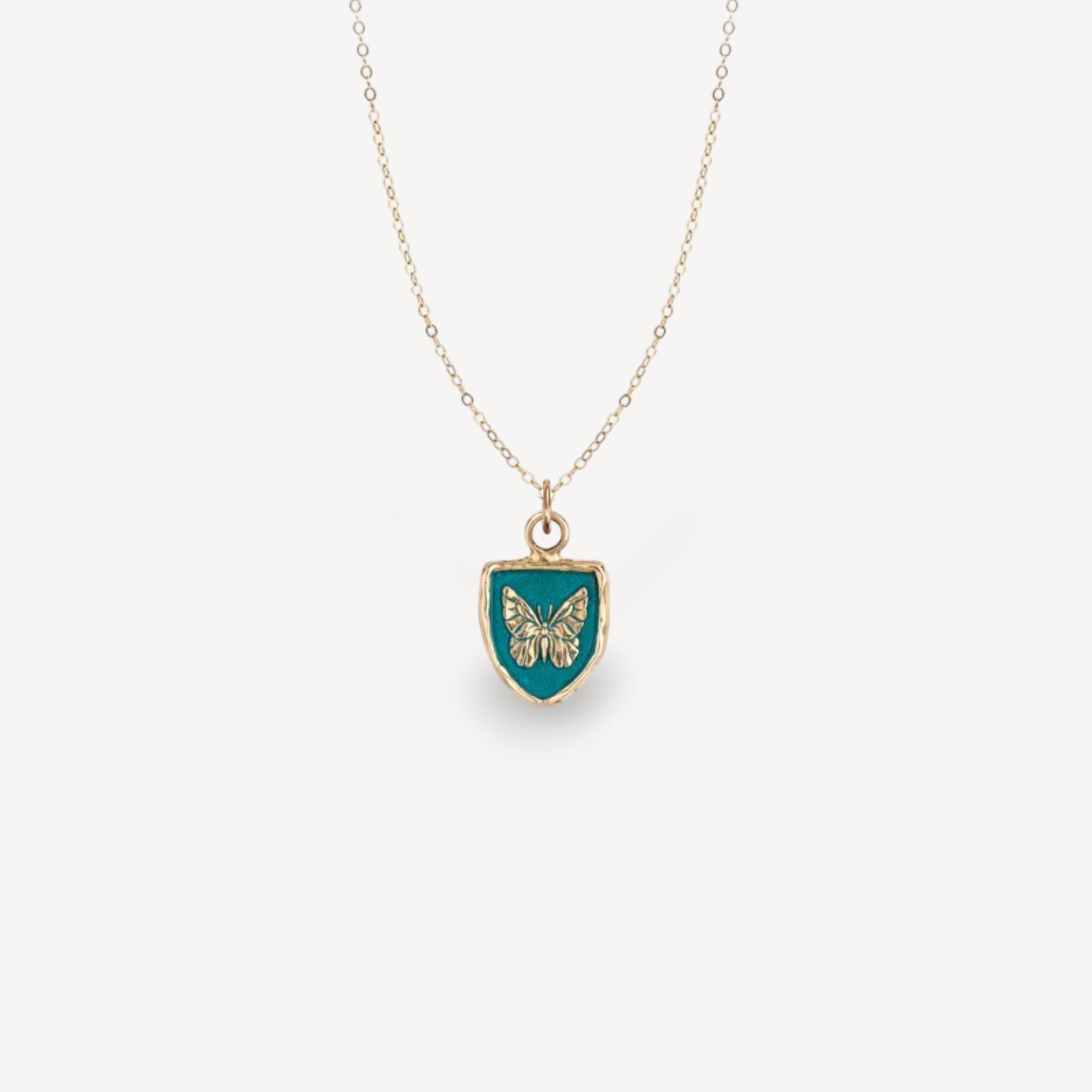 EVER CHANGING Talisman 14ct Yellow Gold Necklace with Blue Ceramic Detail