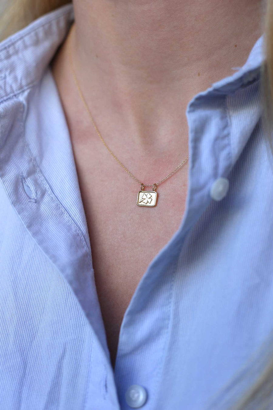 Small Hand In-line Gold Pendant Necklace