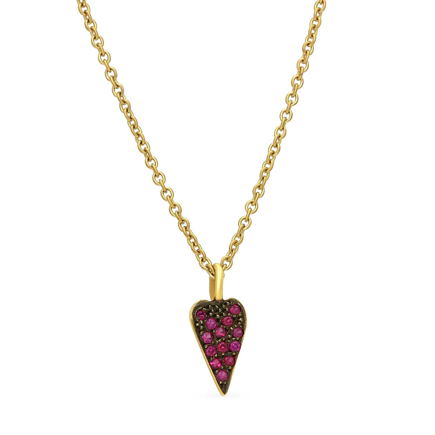 Heart Gold Pendant Necklace with Pink Sapphires by Fotini at ethical jeweller E.C.One London