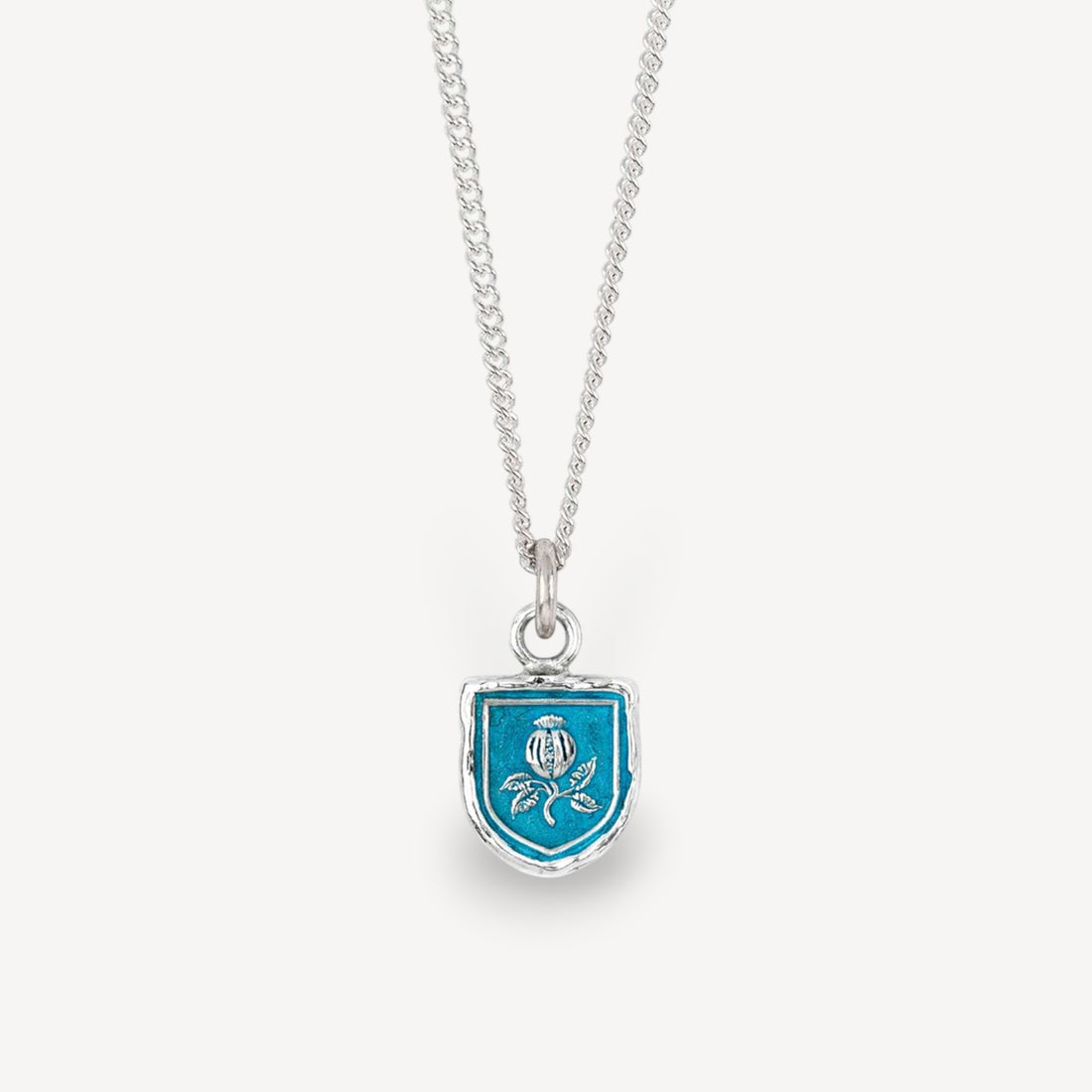 FULL OF LIFE Talisman Silver Necklace with Blue Ceramic Detail