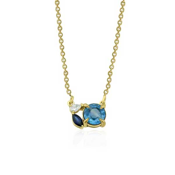 GFG ARTISIA Blue Sapphire & Diamond Necklace at ethical jewellers E.C. One London