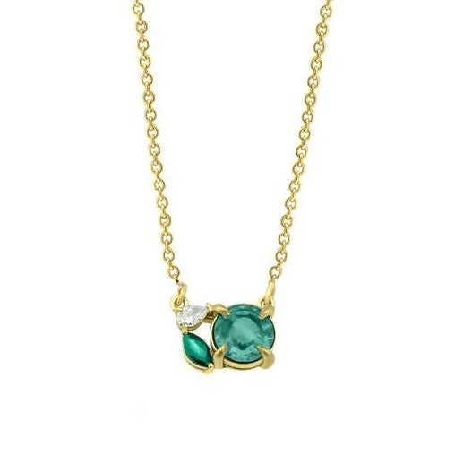 GFG ARTISIA Leaf Necklace with Emeralds & Diamond