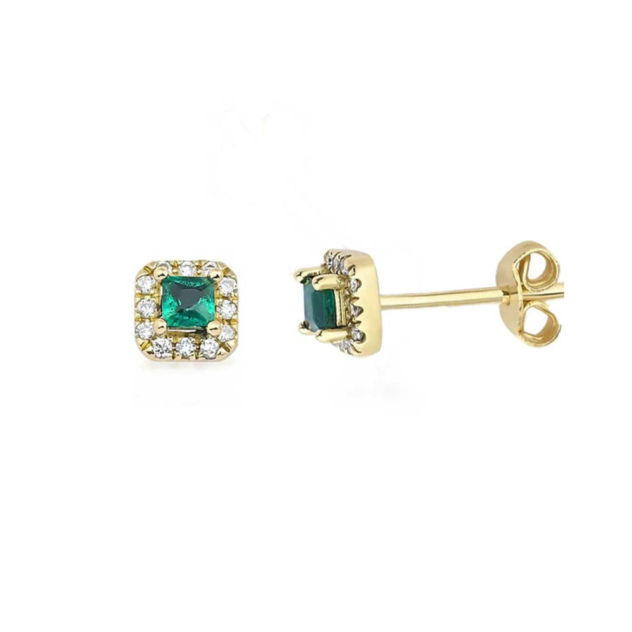 GFG FORTUNA Emerald and diamond stud Earrings at ethical jewellers EC One jeweller London