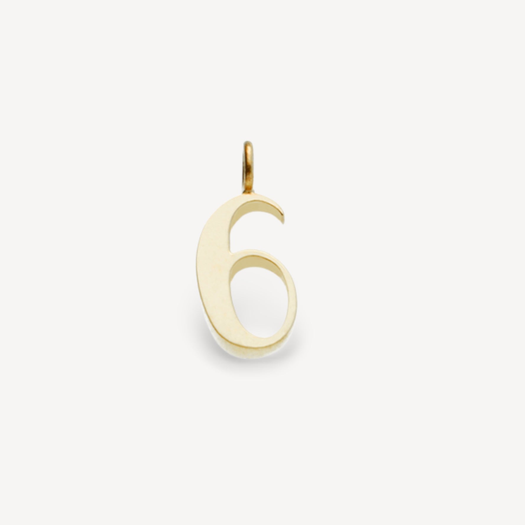 Gold number "6" charm pendant