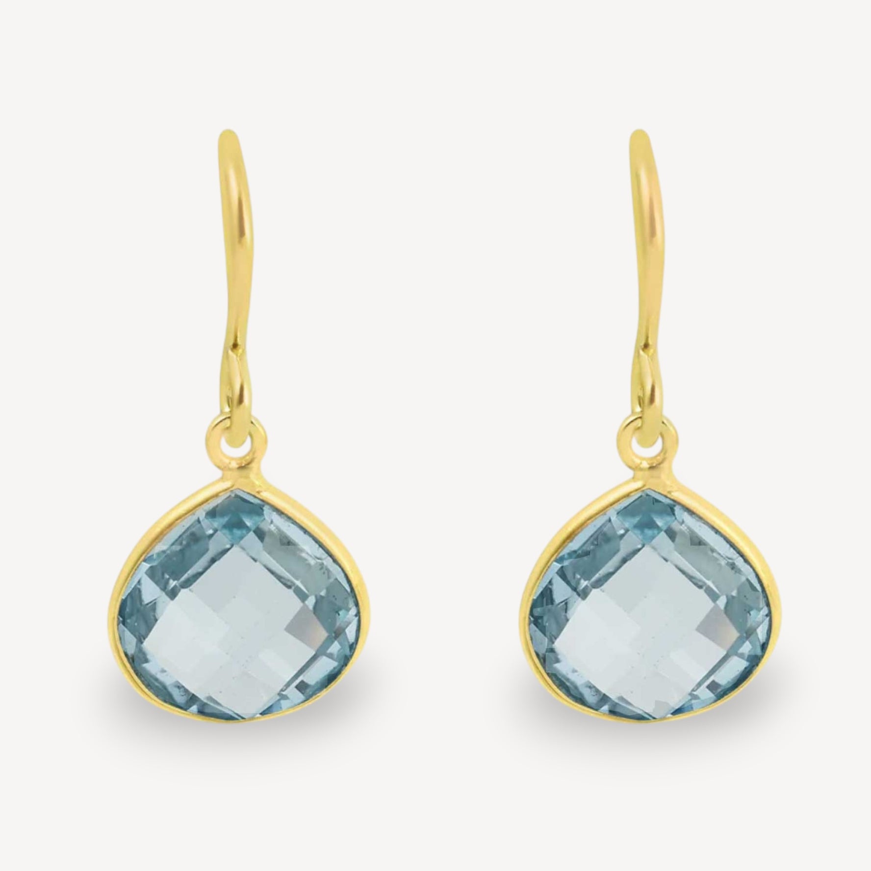 GRACE Facetted Blue Topaz Hook Earrings