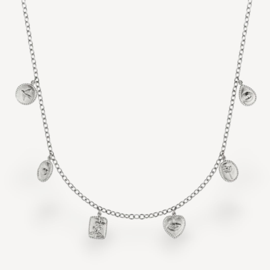 Alex Monroe Gratitude for Nature Small Charm Necklace Silver at B Corp certified Ethical jeweller E.C.One London
