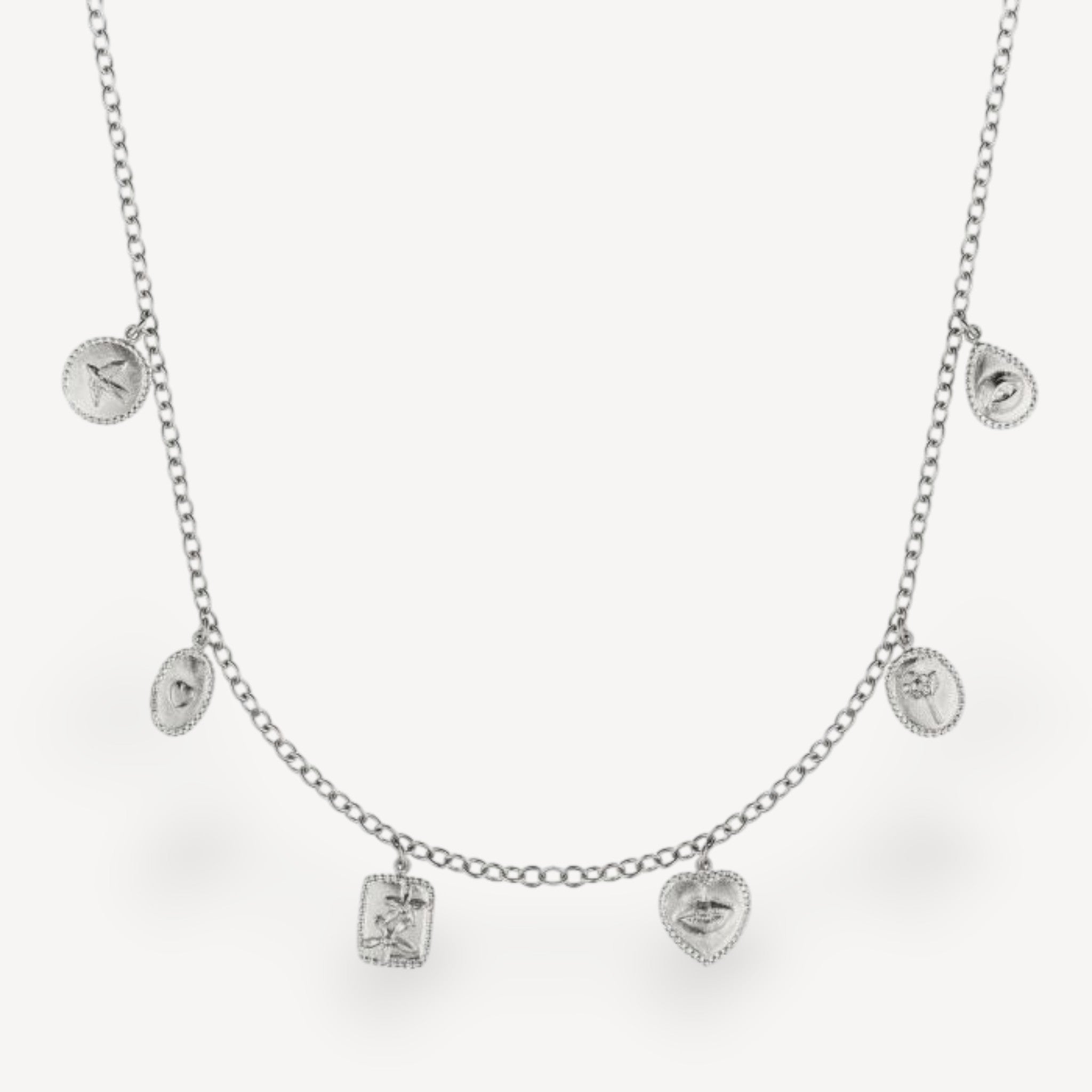Alex Monroe Gratitude for Nature Small Charm Necklace Silver at B Corp certified Ethical jeweller E.C.One London