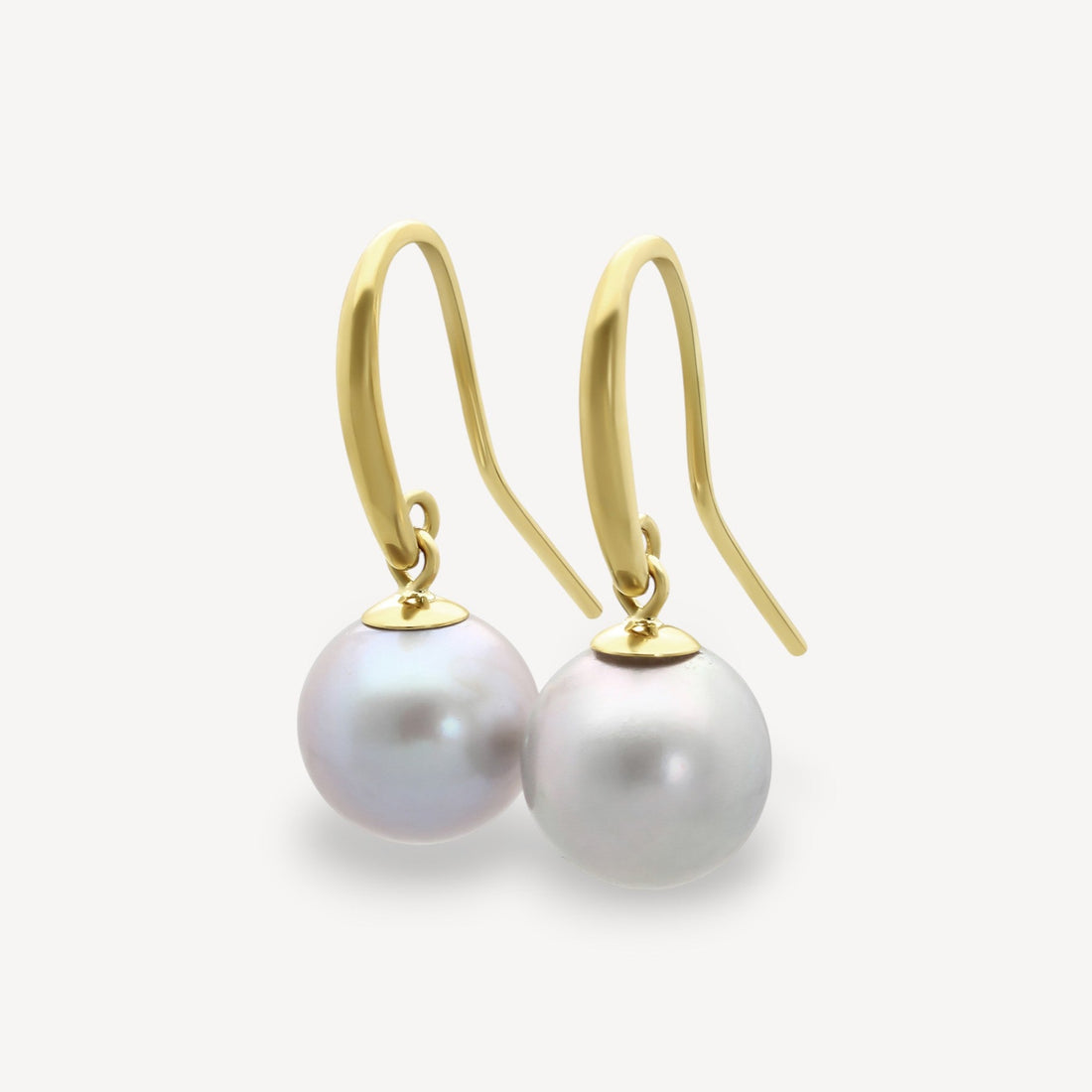 Grey Pearl Earrings Gold Hook Earrings