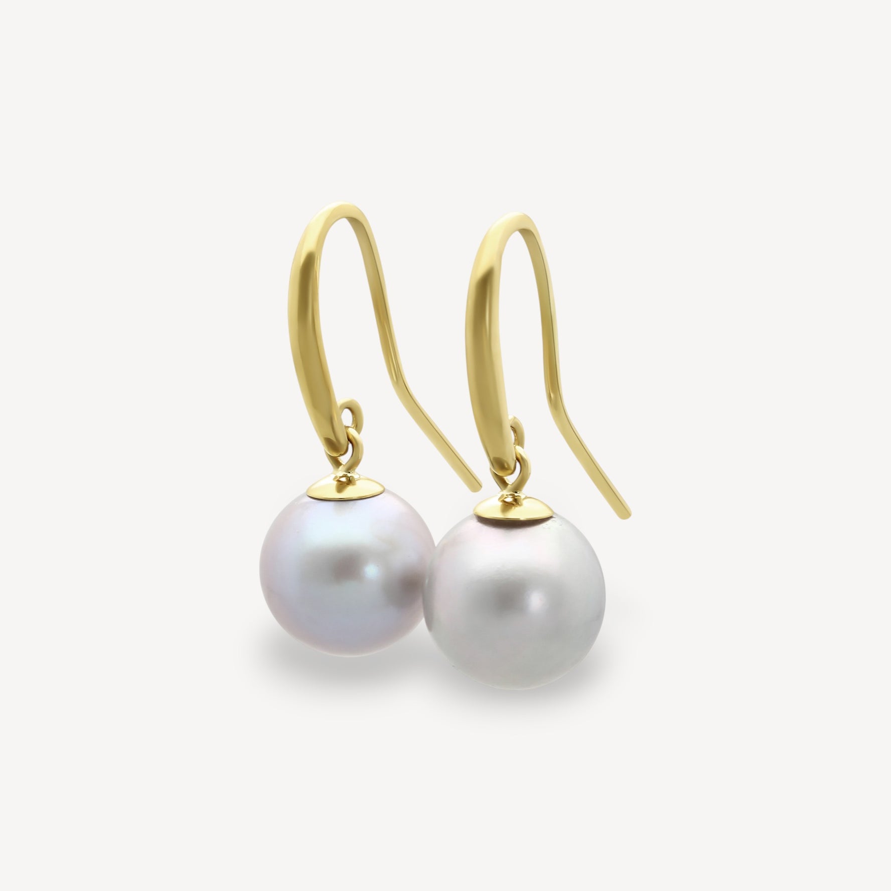 Grey Pearl Earrings Gold Hook Earrings