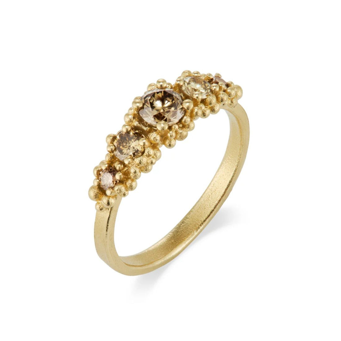 Hannah Bedford at ethical jeweller E.C.One London CLUSTER Gold Ring with Five Champagne Diamonds