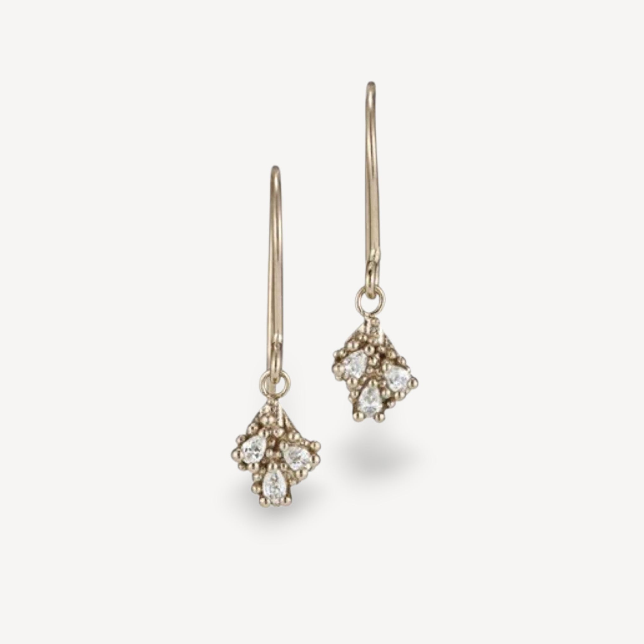 DEWDROP Diamond Drop Earrings White Gold by Hannah Bedford at ethical jeweller E.C.One London