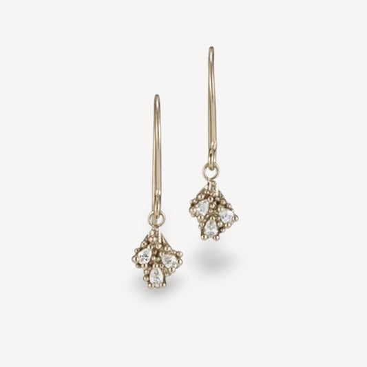 DEWDROP Diamond Drop Earrings White Gold by Hannah Bedford at ethical jeweller E.C.One London