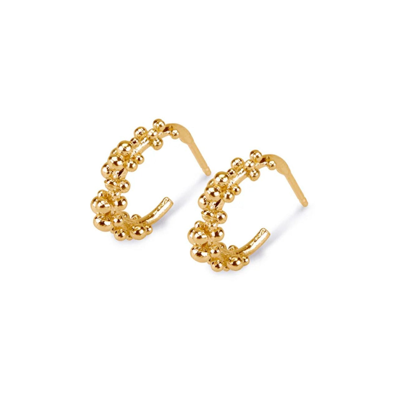 Hannah Bedford at ethical jeweller E.C.One GRANULE Petit Gold Hoops