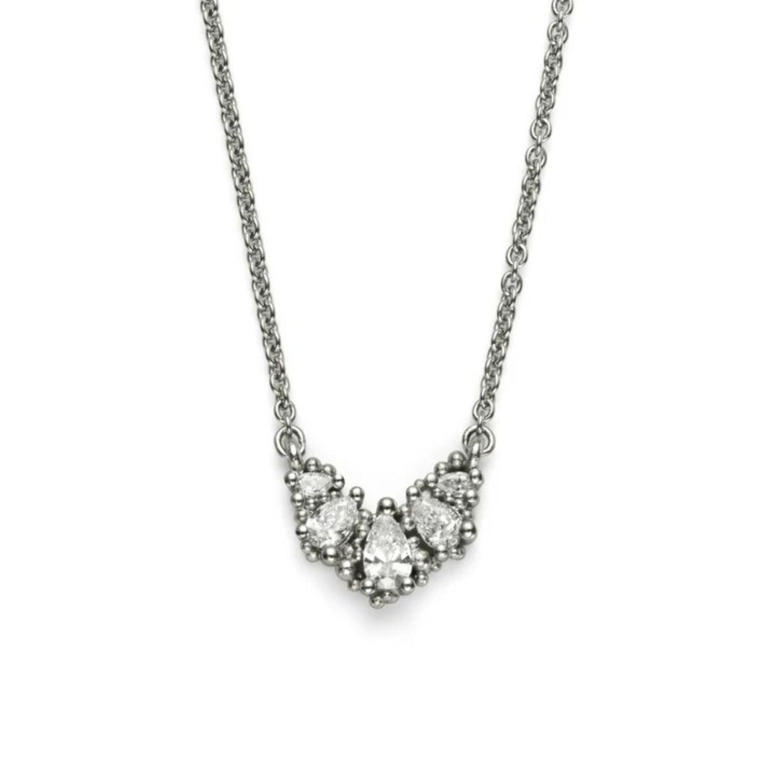 Hannah Bedford at ethical jeweller E.C.One London RAINDROP Diamond Necklace in Platinum