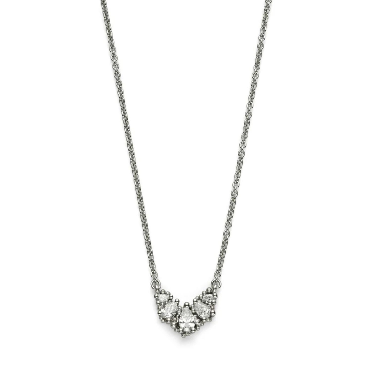 Hannah Bedford at ethical jeweller E.C.One London RAINDROP Diamond Necklace in Platinum