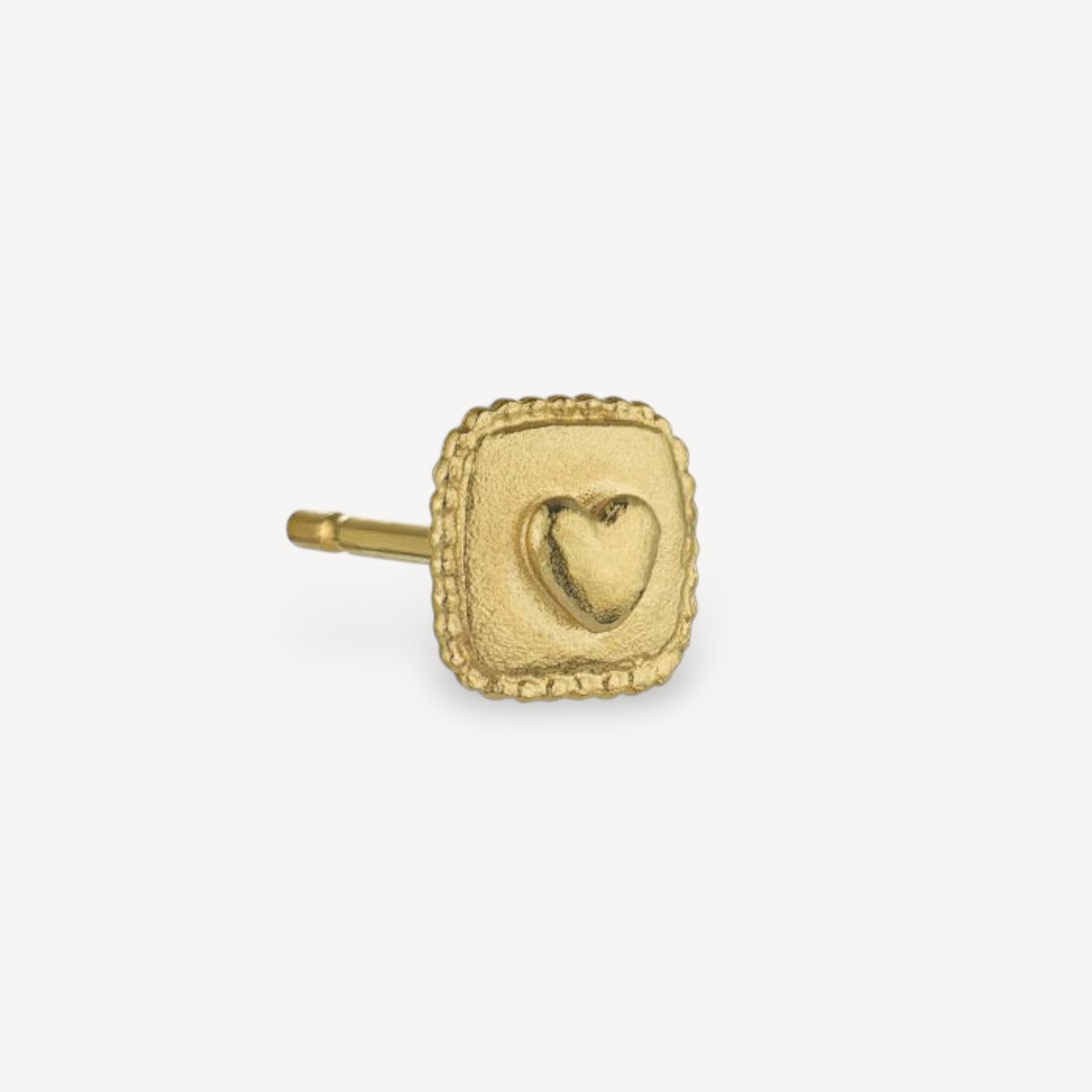 Heart Square Stud Earring Gold Plated SINGLE