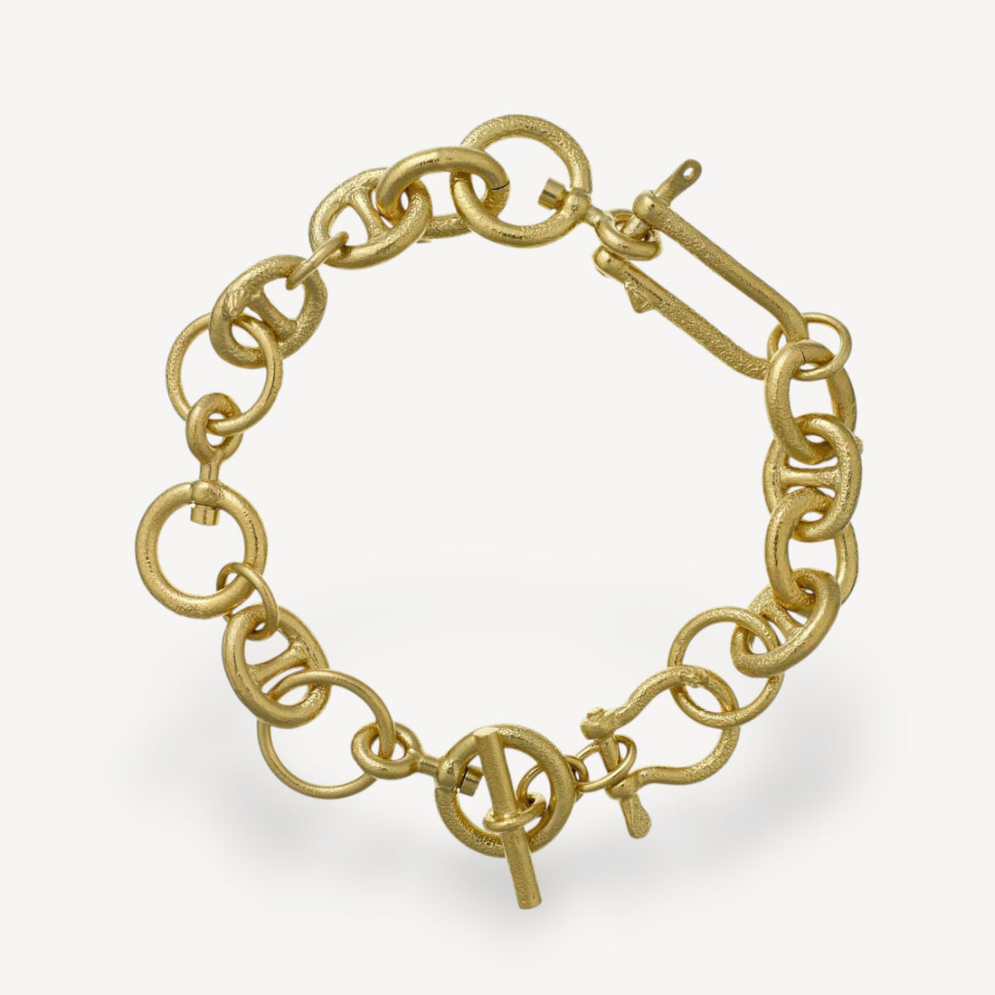 Heavy Chain Boatyard Link Toggle Clasp Bracelet Gold Plated