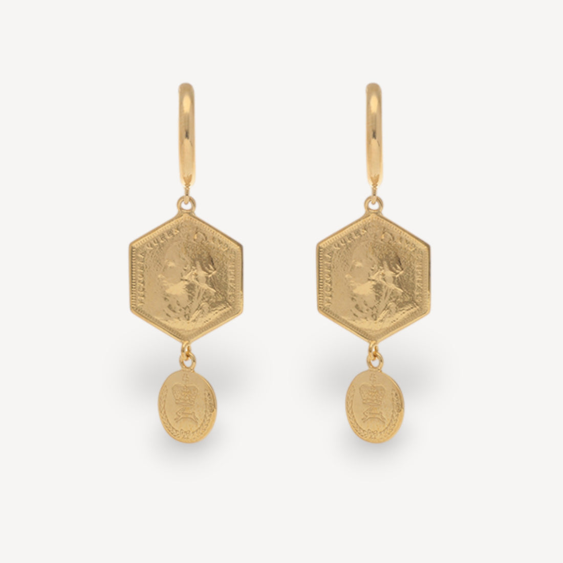 Hex Coin Drop Earrings