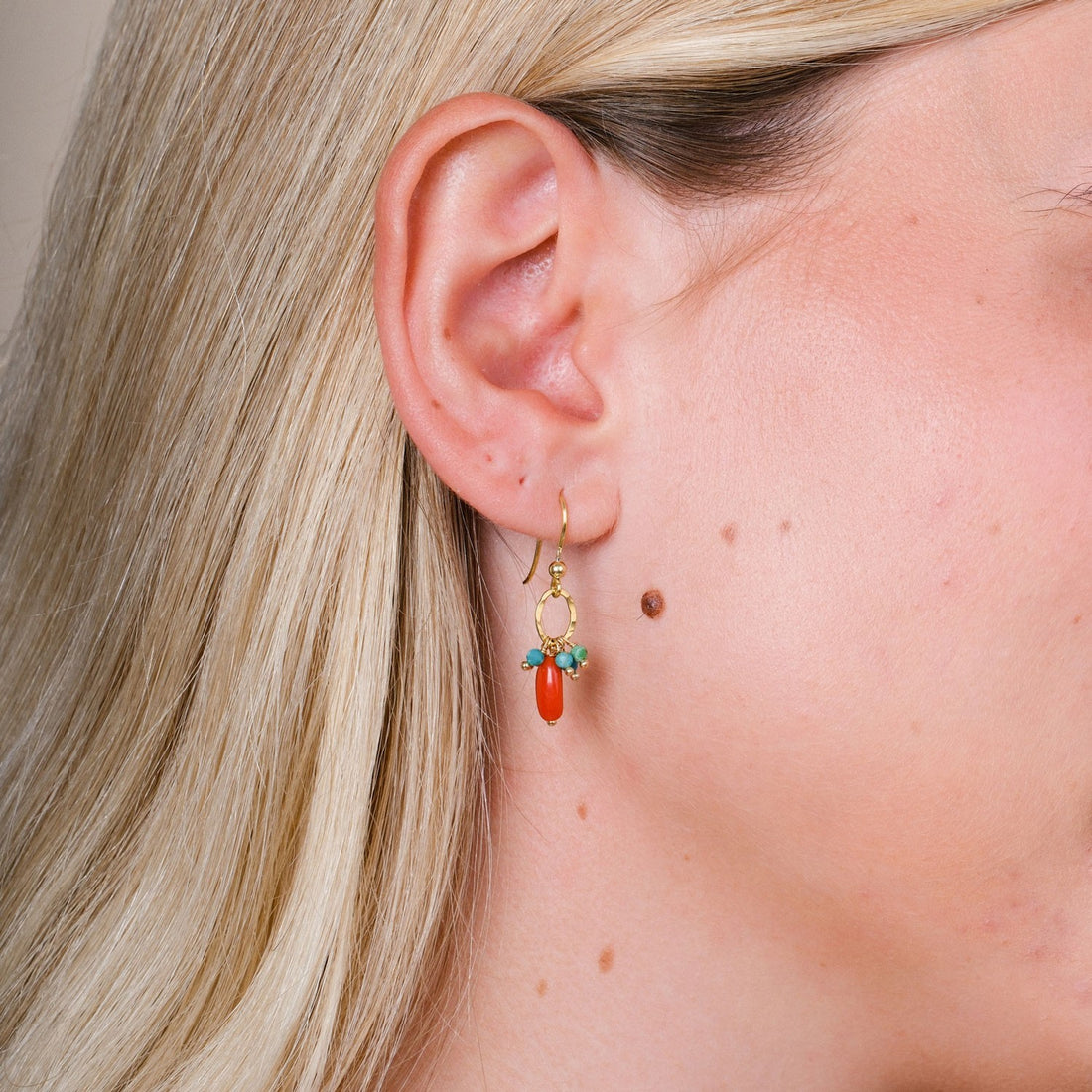 MIRTILLO Earrings with Coral & Turquoise