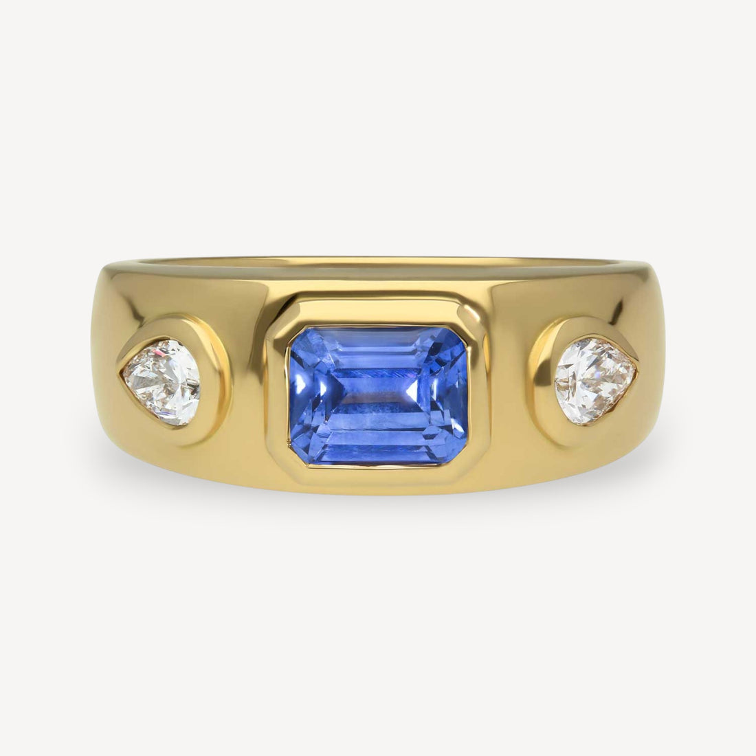 ISLA Yellow Gold Blue Sapphire and Diamond Engagement Ring