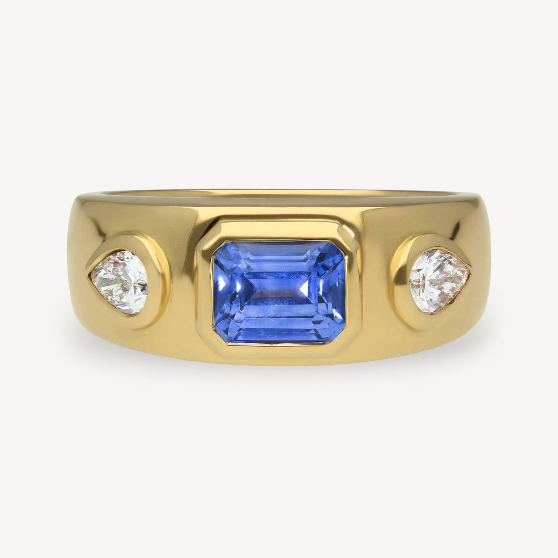 ISLA Yellow Gold Blue Sapphire and Diamond Engagement Ring