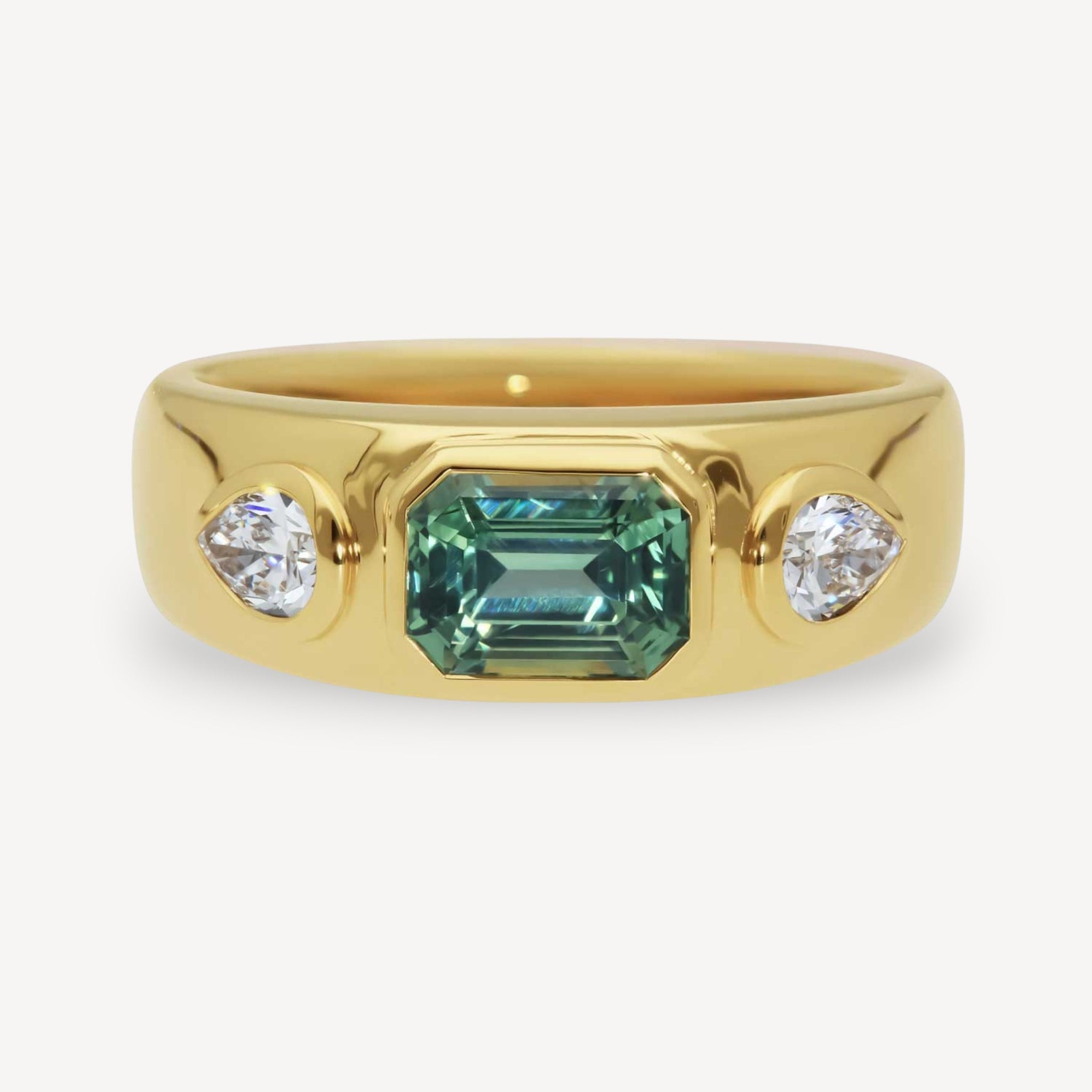 ISLA Yellow Gold Green Sapphire and Diamond Engagement Ring