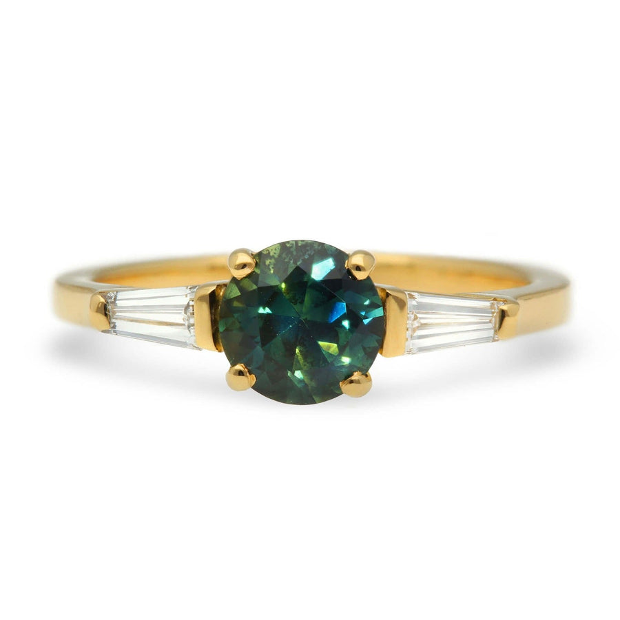 EC One JESSICA Round Australian Teal Sapphire Engagement Ring