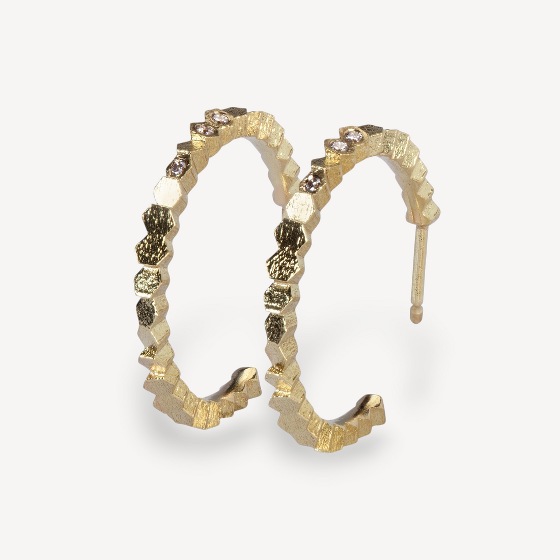 HEX Hoop Earrings Yellow Gold