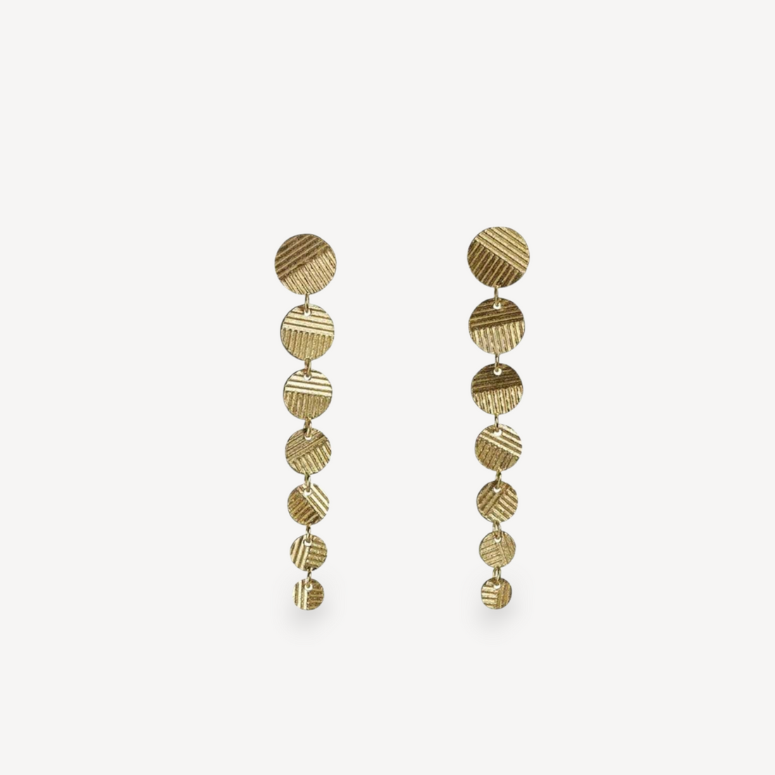 7 Drop CONTOUR DISC Drop Earrings Yellow Gold