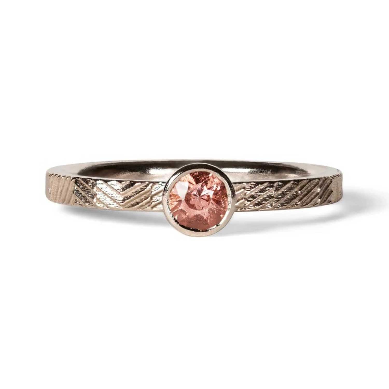 CONTOUR Band with Peach Spinel Warm White Gold Ring