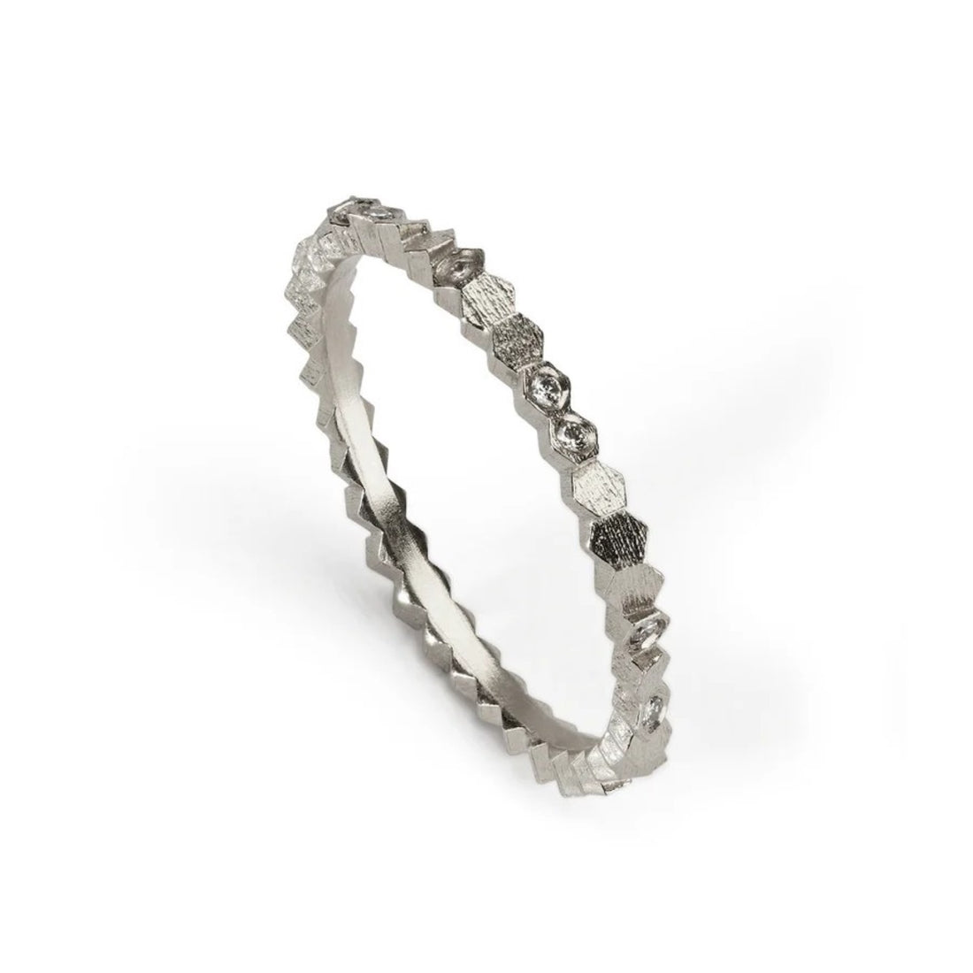 HEX Single Ring White Gold with Diamonds
