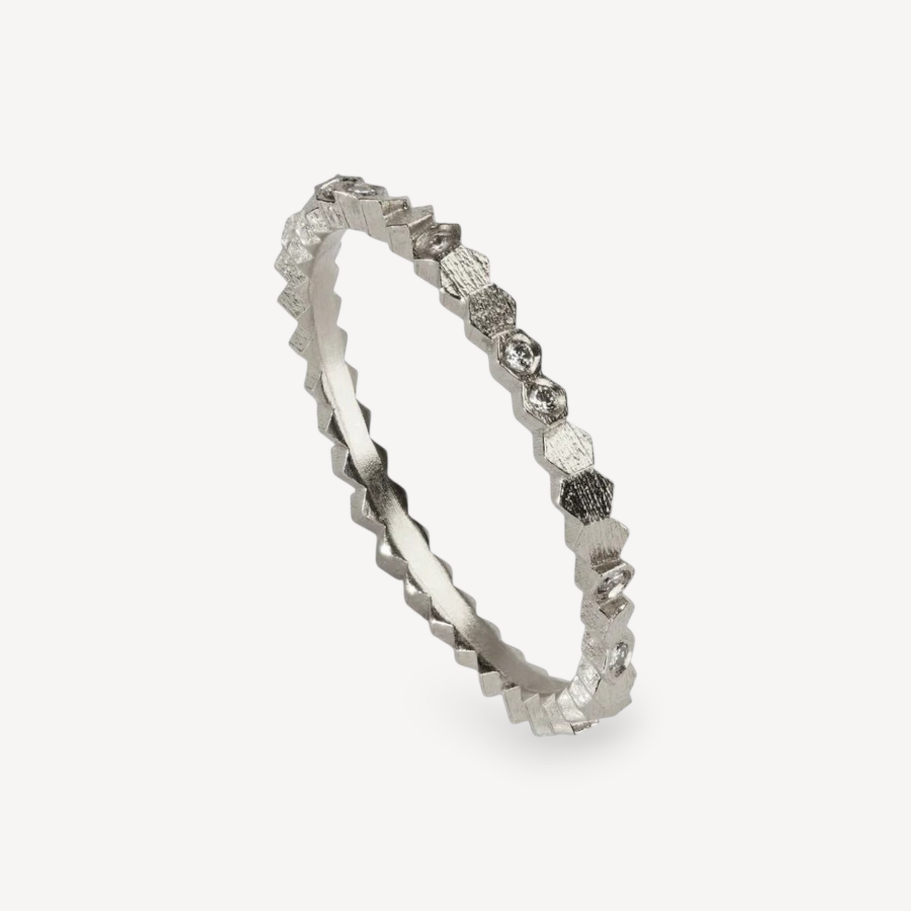 HEX Single Ring White Gold with Diamonds
