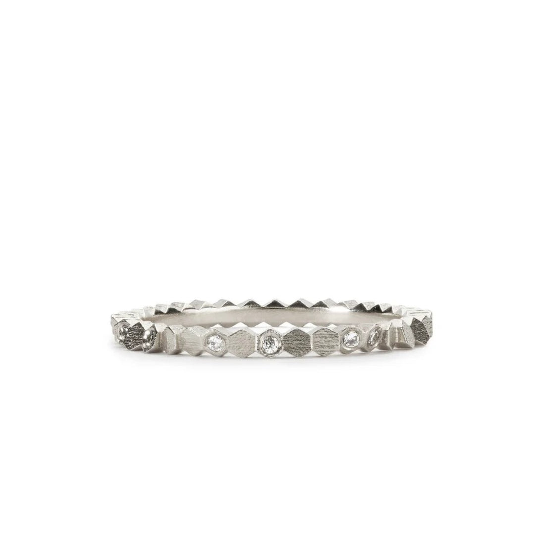 HEX Single Ring White Gold with Diamonds