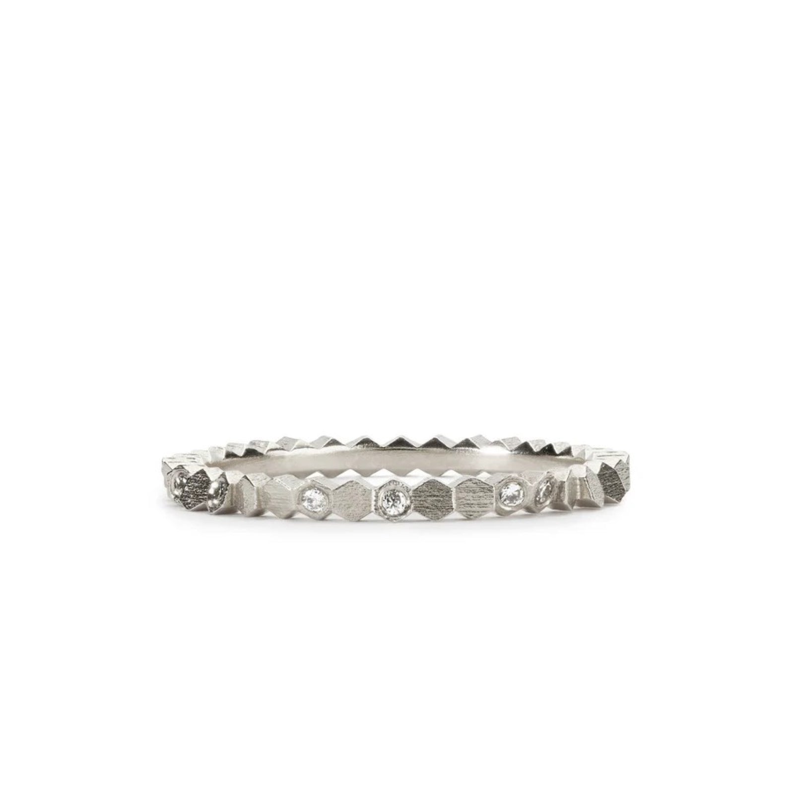 HEX Single Ring White Gold with Diamonds