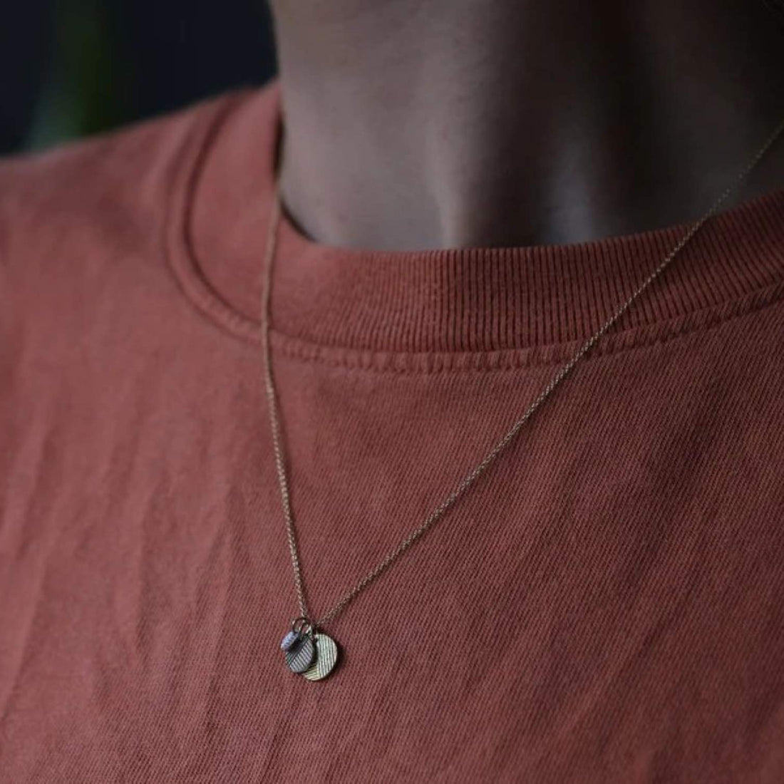 Tri-colour Gold Contour Disc Cluster Necklace by Jo Hayes Ward at ethical jewellery E.C.One London