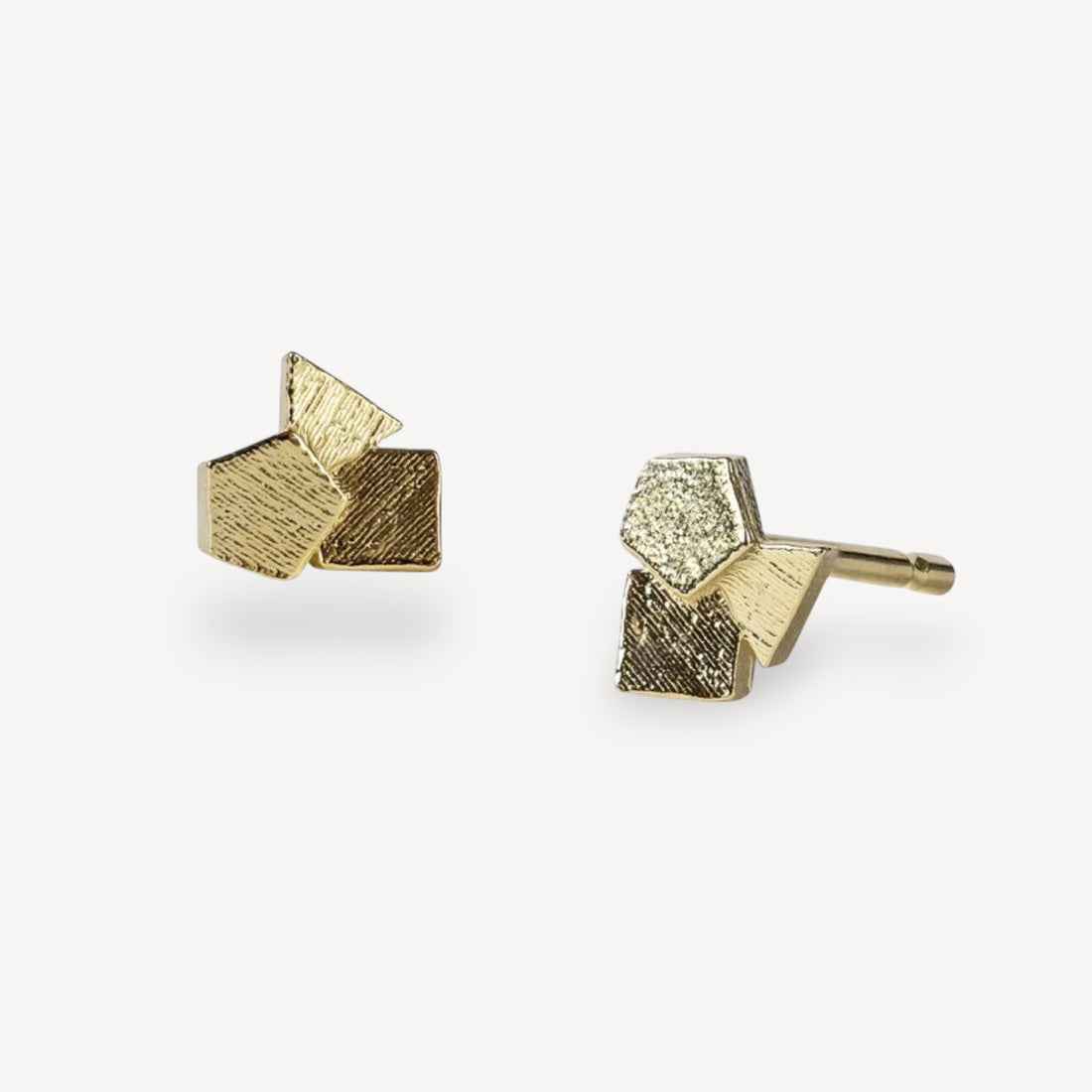 Jo hayes Ward at E.C.One 3 CLUSTER GLINT Stud Earrings Yellow Gold