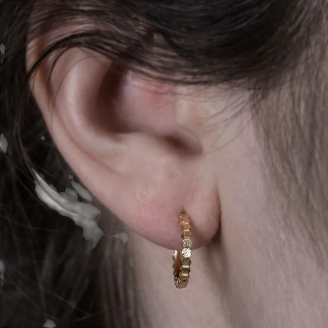 HEX Hoop Earrings Yellow Gold