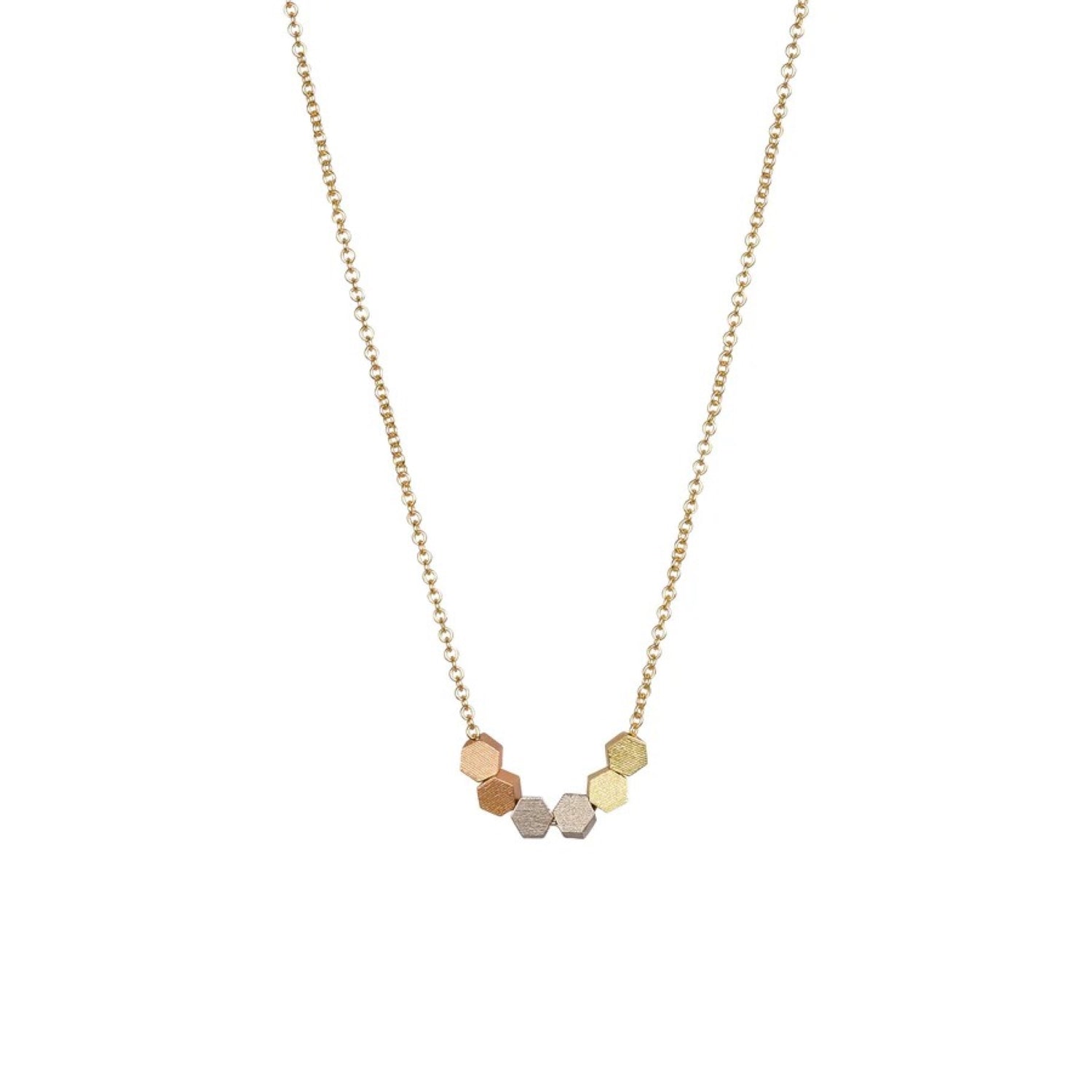 Jo Hayes Ward at ethical jeweller E.C.One London HEX Bead Necklace in Yellow, White, Rose Gold