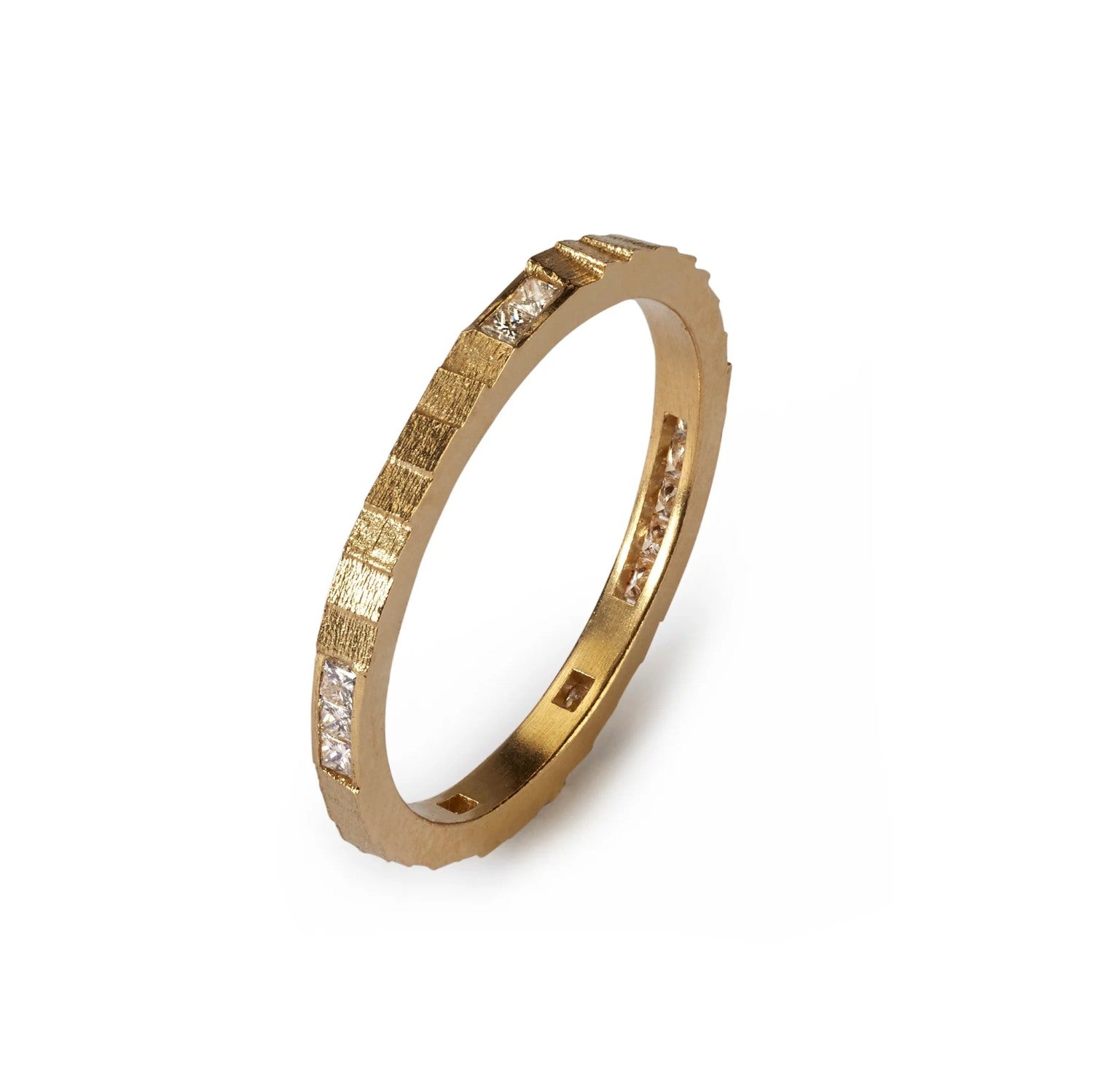 Jo Hayes Ward at ethical jewellers E.C.One London SQUARE Random Eternity Ring Yellow Gold with Diamonds